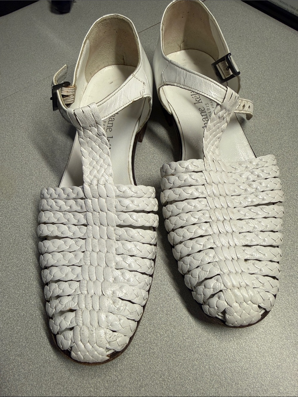 White Woven Leather Sandals - Picture 3 of 3